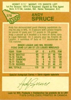 1978-79 O-Pee-Chee #378 Andy Spruce Back