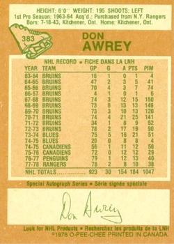 1978-79 O-Pee-Chee #383 Don Awrey Back