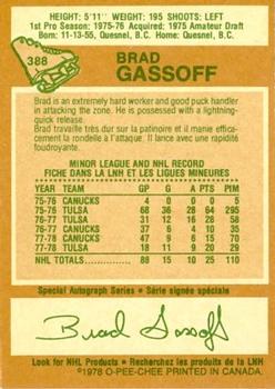 1978-79 O-Pee-Chee #388 Brad Gassoff Back