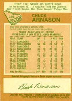 1978-79 O-Pee-Chee #389 Chuck Arnason Back