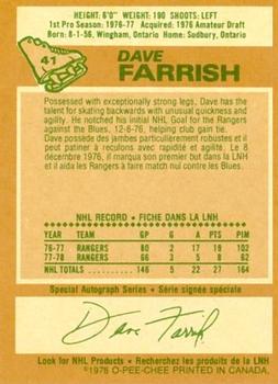 1978-79 O-Pee-Chee #41 Dave Farrish Back