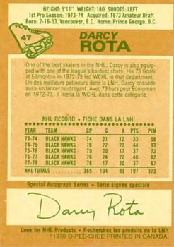 1978-79 O-Pee-Chee #47 Darcy Rota Back