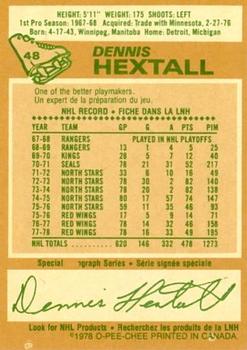 1978-79 O-Pee-Chee #48 Dennis Hextall Back