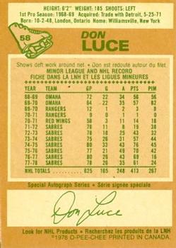 1978-79 O-Pee-Chee #58 Don Luce Back