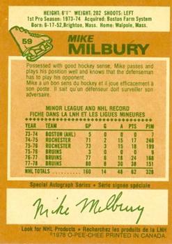 1978-79 O-Pee-Chee #59 Mike Milbury Back