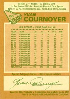1978-79 O-Pee-Chee #60 Yvan Cournoyer Back