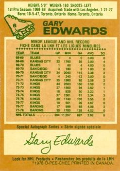 1978-79 O-Pee-Chee #6 Gary Edwards Back