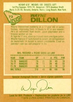 1978-79 O-Pee-Chee #73 Wayne Dillon Back