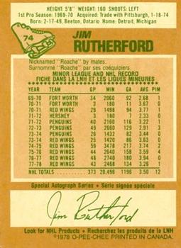 1978-79 O-Pee-Chee #74 Jim Rutherford Back