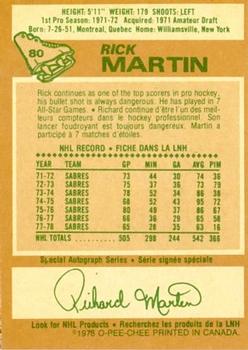 1978-79 O-Pee-Chee #80 Rick Martin Back