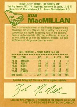 1978-79 O-Pee-Chee #82 Bob MacMillan Back