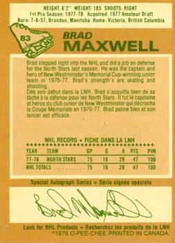 1978-79 O-Pee-Chee #83 Brad Maxwell Back