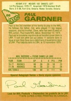 1978-79 O-Pee-Chee #88 Paul Gardner Back