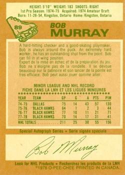 1978-79 O-Pee-Chee #89 Bob Murray Back