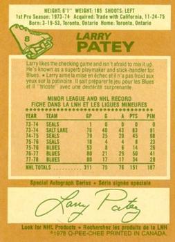 1978-79 O-Pee-Chee #8 Larry Patey Back