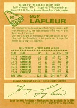 1978-79 O-Pee-Chee #90 Guy Lafleur Back