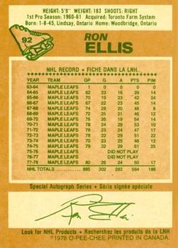 1978-79 O-Pee-Chee #92 Ron Ellis Back
