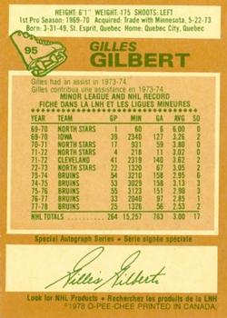 1978-79 O-Pee-Chee #95 Gilles Gilbert Back