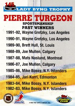 1993-94 Stadium Club - First Day Issue #145 Pierre Turgeon Back