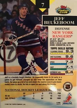 1993-94 Stadium Club - First Day Issue #7 Jeff Beukeboom Back