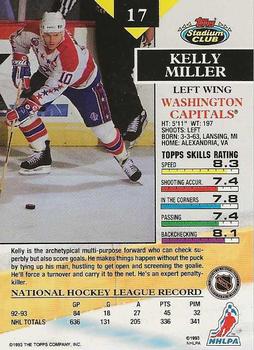 1993-94 Stadium Club - First Day Issue #17 Kelly Miller Back
