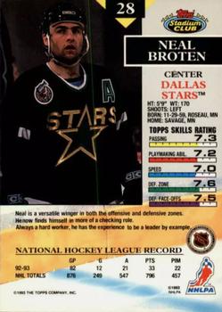 1993-94 Stadium Club - First Day Issue #28 Neal Broten Back