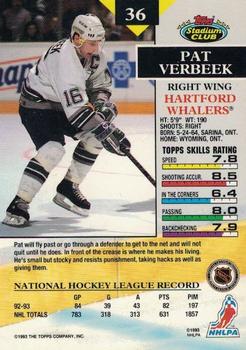 1993-94 Stadium Club - First Day Issue #36 Pat Verbeek Back