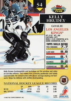 1993-94 Stadium Club - First Day Issue #54 Kelly Hrudey Back