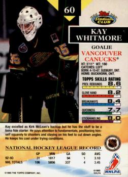 1993-94 Stadium Club - First Day Issue #60 Kay Whitmore Back