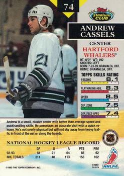 1993-94 Stadium Club - First Day Issue #74 Andrew Cassels Back