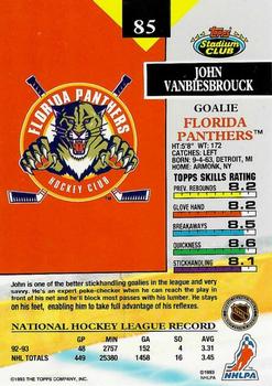 1993-94 Stadium Club - First Day Issue #85 John Vanbiesbrouck Back