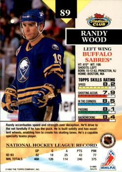 1993-94 Stadium Club - First Day Issue #89 Randy Wood Back