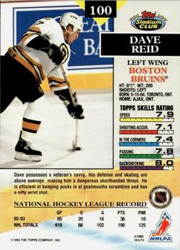 1993-94 Stadium Club - First Day Issue #100 Dave Reid Back