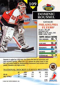1993-94 Stadium Club - First Day Issue #109 Dominic Roussel Back