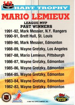 1993-94 Stadium Club - First Day Issue #143 Mario Lemieux Back
