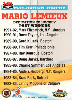 1993-94 Stadium Club - First Day Issue #146 Mario Lemieux Back