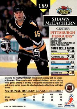 1993-94 Stadium Club - First Day Issue #189 Shawn McEachern Back