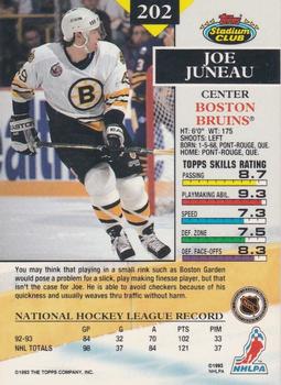 1993-94 Stadium Club - First Day Issue #202 Joe Juneau Back