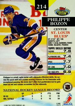 1993-94 Stadium Club - First Day Issue #214 Philippe Bozon Back