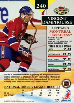 1993-94 Stadium Club - First Day Issue #240 Vincent Damphousse Back