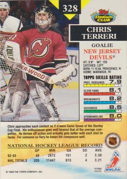 1993-94 Stadium Club - First Day Issue #328 Chris Terreri Back