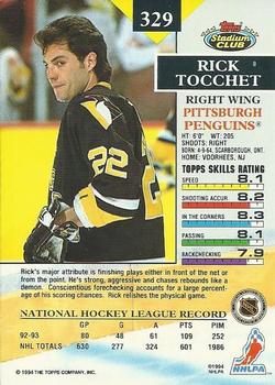 1993-94 Stadium Club - First Day Issue #329 Rick Tocchet Back