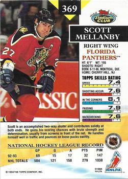 1993-94 Stadium Club - First Day Issue #369 Scott Mellanby Back