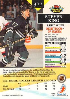 1993-94 Stadium Club - First Day Issue #377 Steven King Back