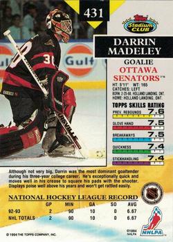 1993-94 Stadium Club - First Day Issue #431 Darrin Madeley Back