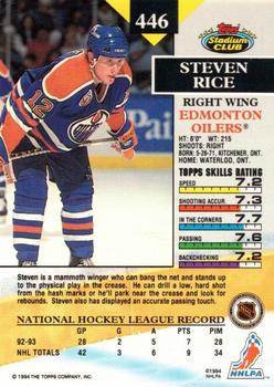 1993-94 Stadium Club - First Day Issue #446 Steven Rice Back