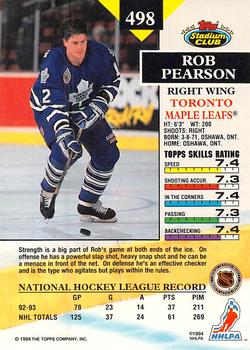 1993-94 Stadium Club - First Day Issue #498 Rob Pearson Back