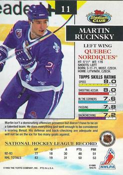 1993-94 Stadium Club O-Pee-Chee #11 Martin Rucinsky Back