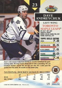 1993-94 Stadium Club O-Pee-Chee #23 Dave Andreychuk Back