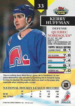 1993-94 Stadium Club O-Pee-Chee #33 Kerry Huffman Back